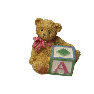 Cherished Teddies 1995 Enesco Bear Figurine With ABC Block By Priscilla Hillman